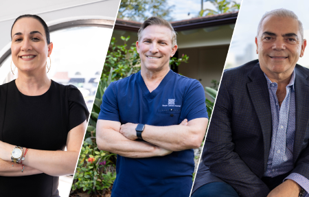 Headshot of a woman and two men - all medical business owners